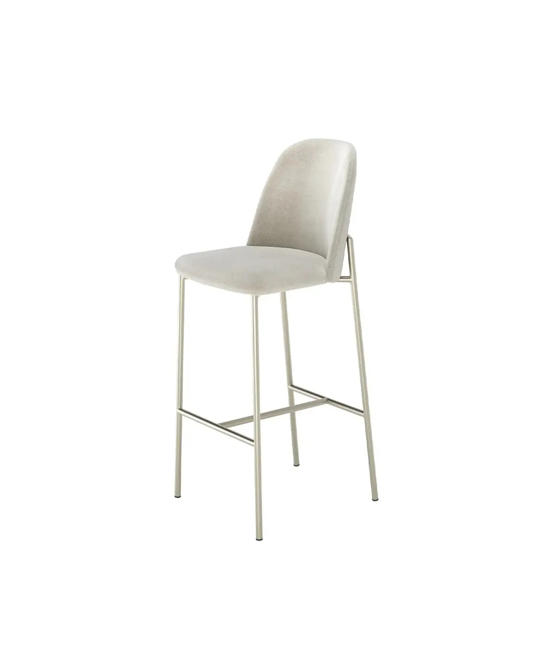 Banqueta Alta de Aço Estofada Lucille - Champanhe c/ Soft Palha