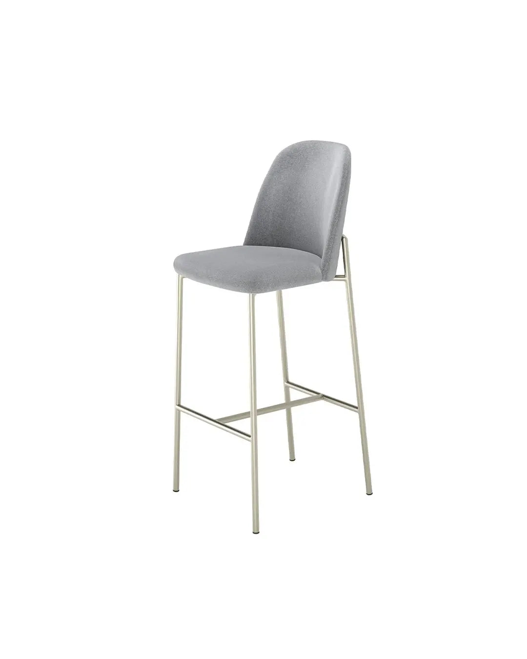 Banqueta Alta de Aço Estofada Lucille - Champanhe c/ Stone Carbono