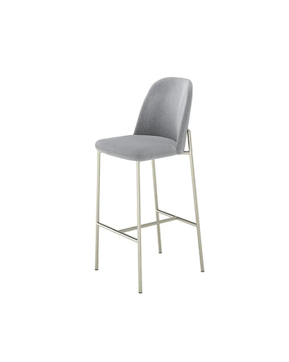 Banqueta Alta de Aço Estofada Lucille - Champanhe c/ Stone Carbono