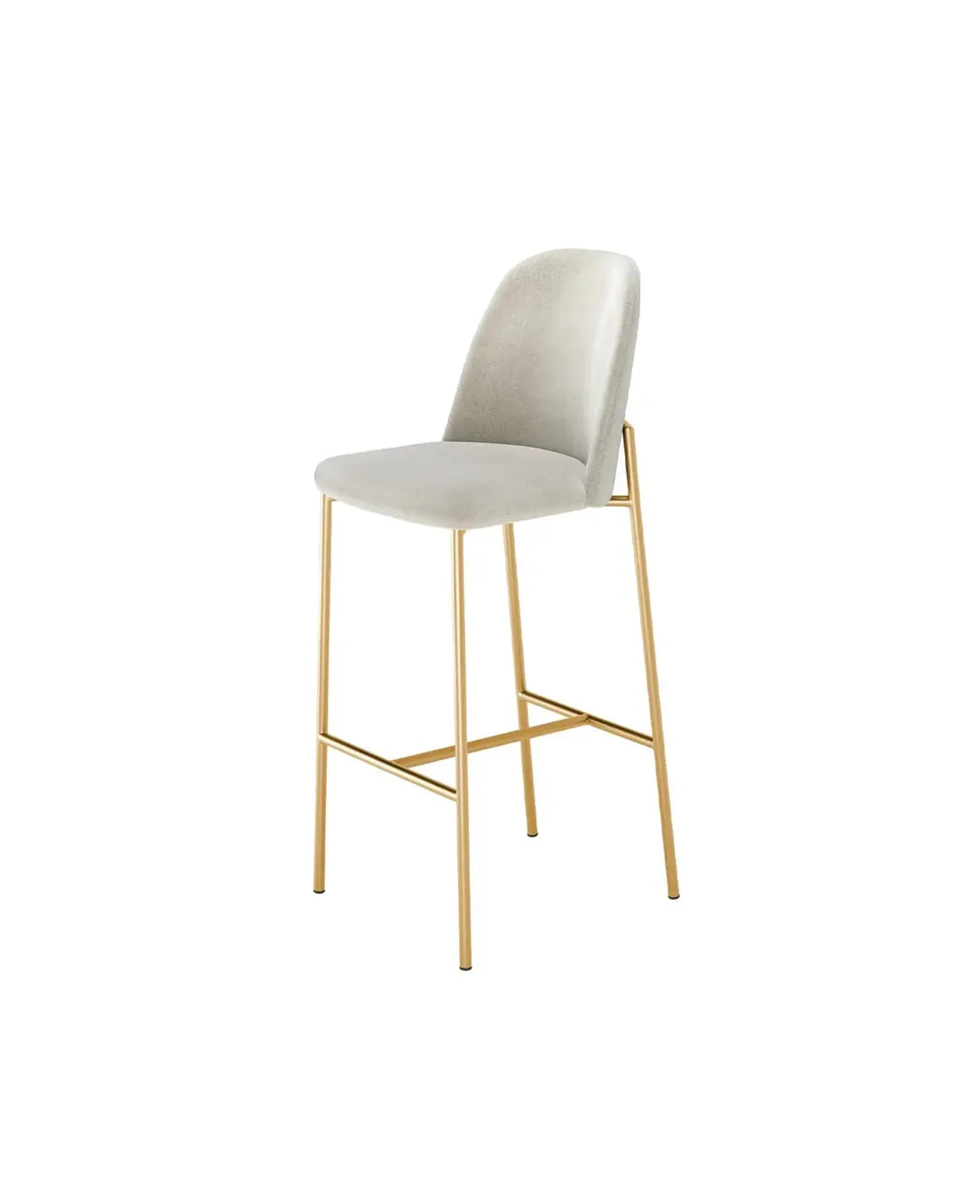 Banqueta Alta de Aço Estofada Lucille - Dourado c/ Soft Palha