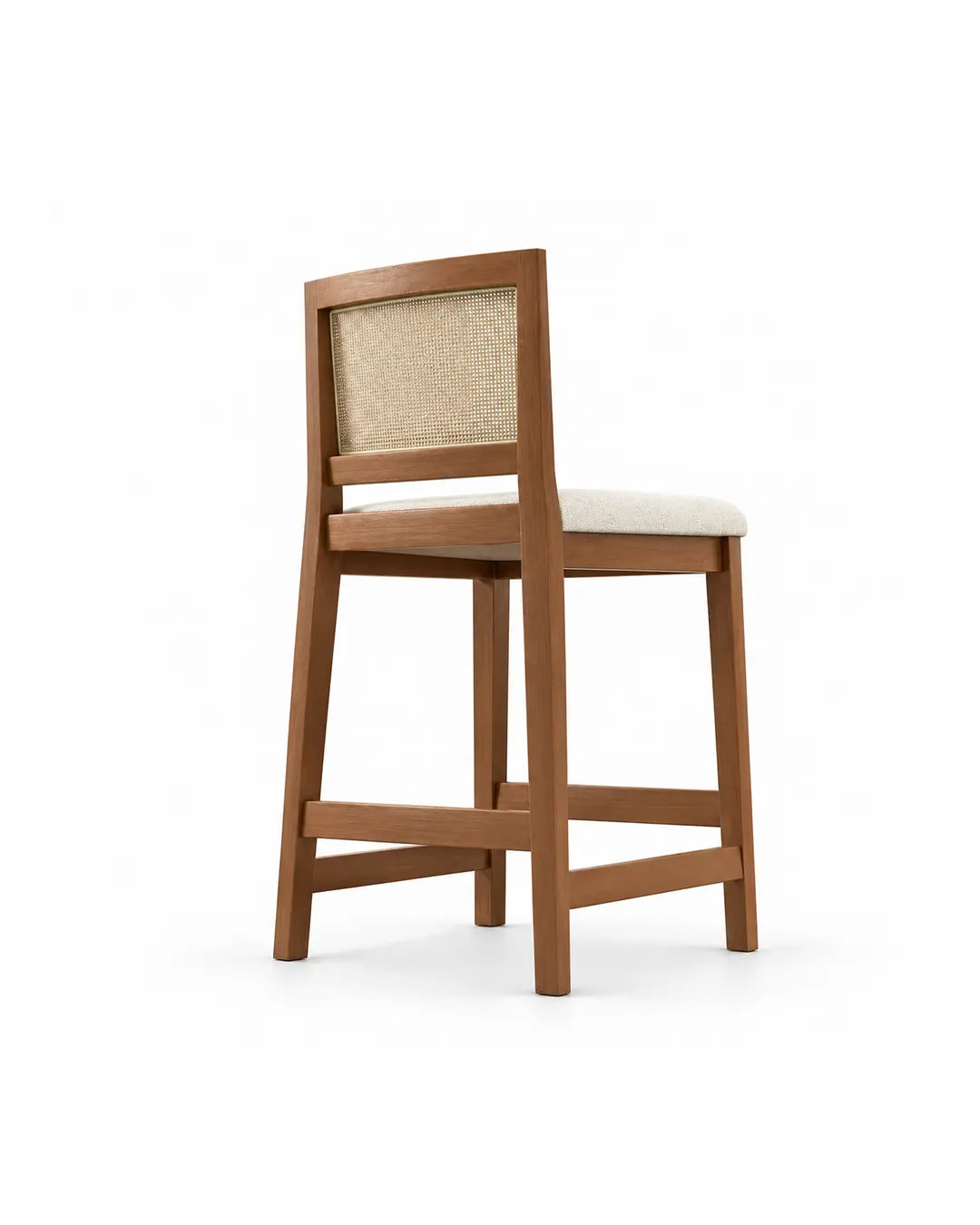 Banqueta Marla - Linho Off White c/ Madeira Natural