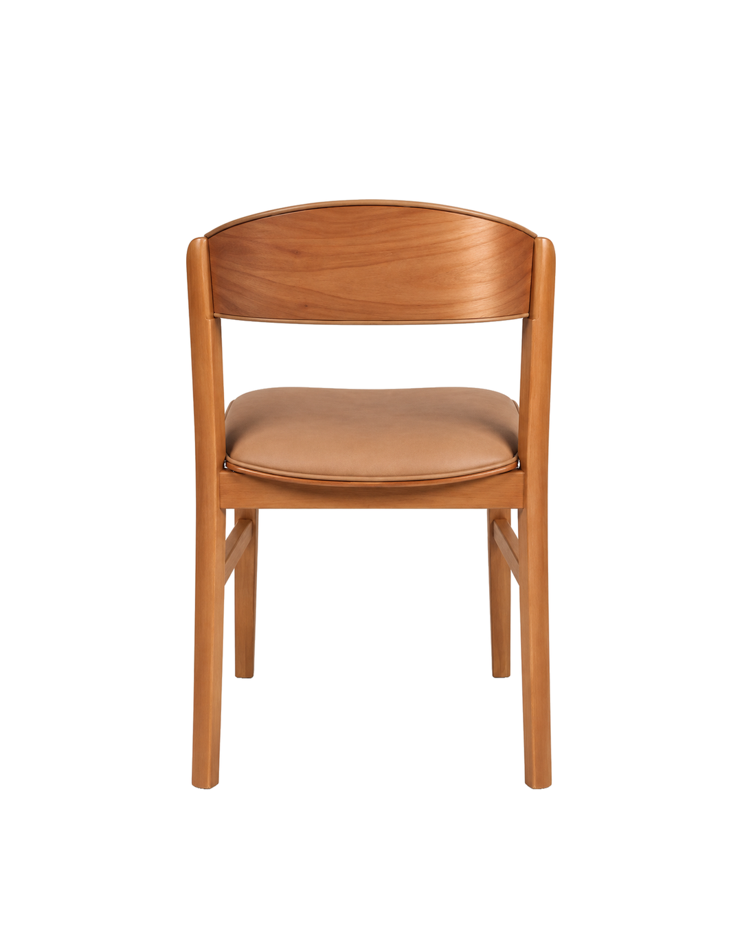 Cadeira de Madeira Maciça Estofada Arbor - Natural c/ PU Caramelo