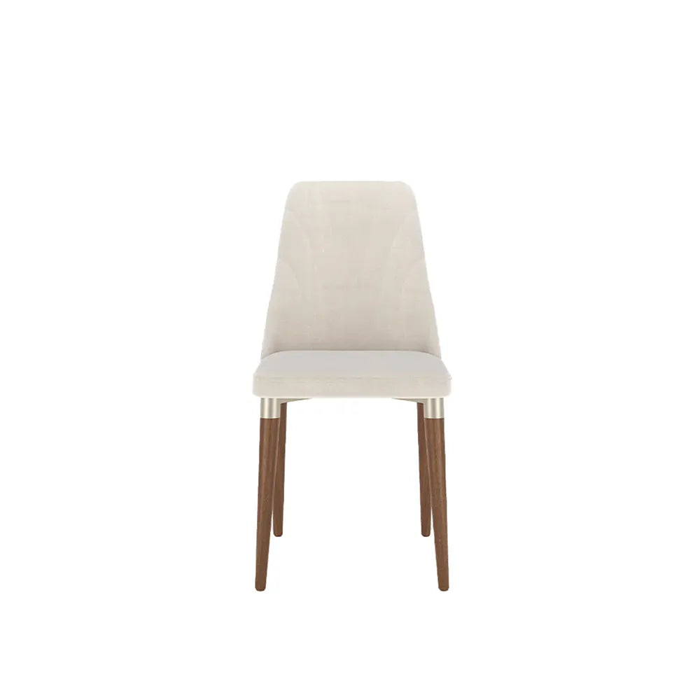 Conjunto de Jantar Mesa Orgânica Kalyx 4 Cadeiras Lara - Champanhe c/ Canella - PU Off White