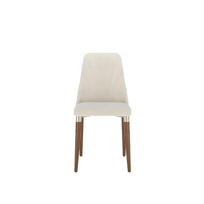 Conjunto de Jantar Mesa Orgânica Kalyx 4 Cadeiras Lara - Champanhe c/ Canella - PU Off White