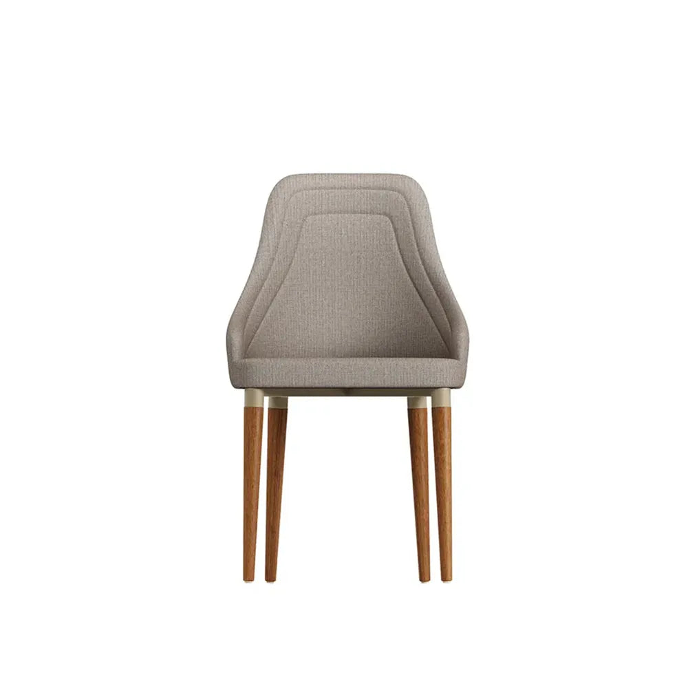 Conjunto de Jantar Mesa Retangular com Vidro Kalina 6 Cadeiras Evelyn - Canella c/ Cinza