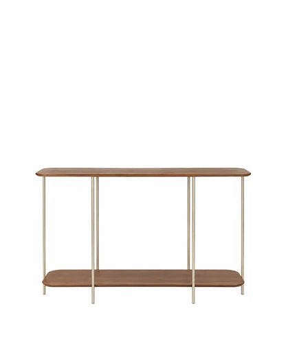 Aparador com Tampo em Lâmina de Madeira e pés em Metal Biophilia 90 cm - Mel c/ Champanhe