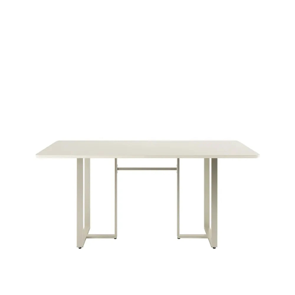 Conjunto de Jantar Mesa Retangular com Vidro Arcádia 6 Cadeiras Lucille - Champanhe c/ Off White - Palha