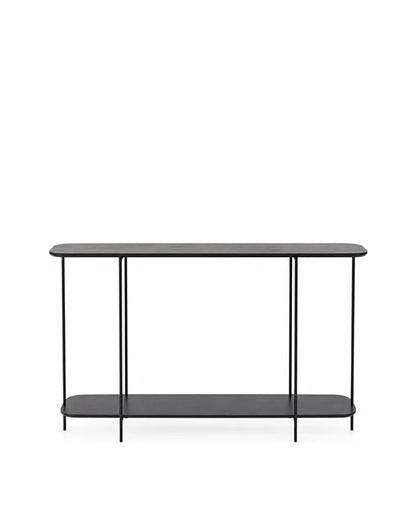 Aparador com Tampo em Lâmina de Madeira e pés em Metal Biophilia 90 cm - Preto