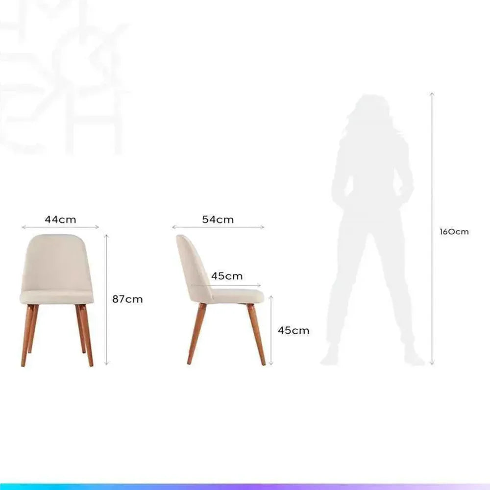 Conjunto com 8 Cadeiras de Madeira Maciça Estofada New Drop - Natural c/ Linho Off White - Cobre