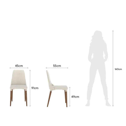 Conjunto de 6 Cadeiras de Madeira Maciça Estofada Lara - Natural c/ Linho Off White - Champanhe