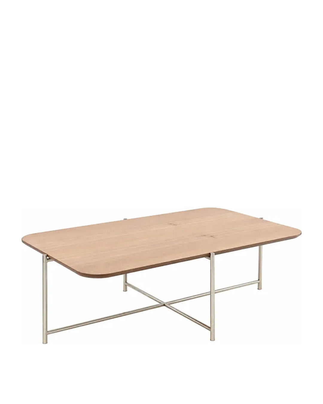 Mesa de Centro com Tampo em Lâmina de Madeira e pés em Metal Biophilia 90 cm - Mel c/ Champanhe