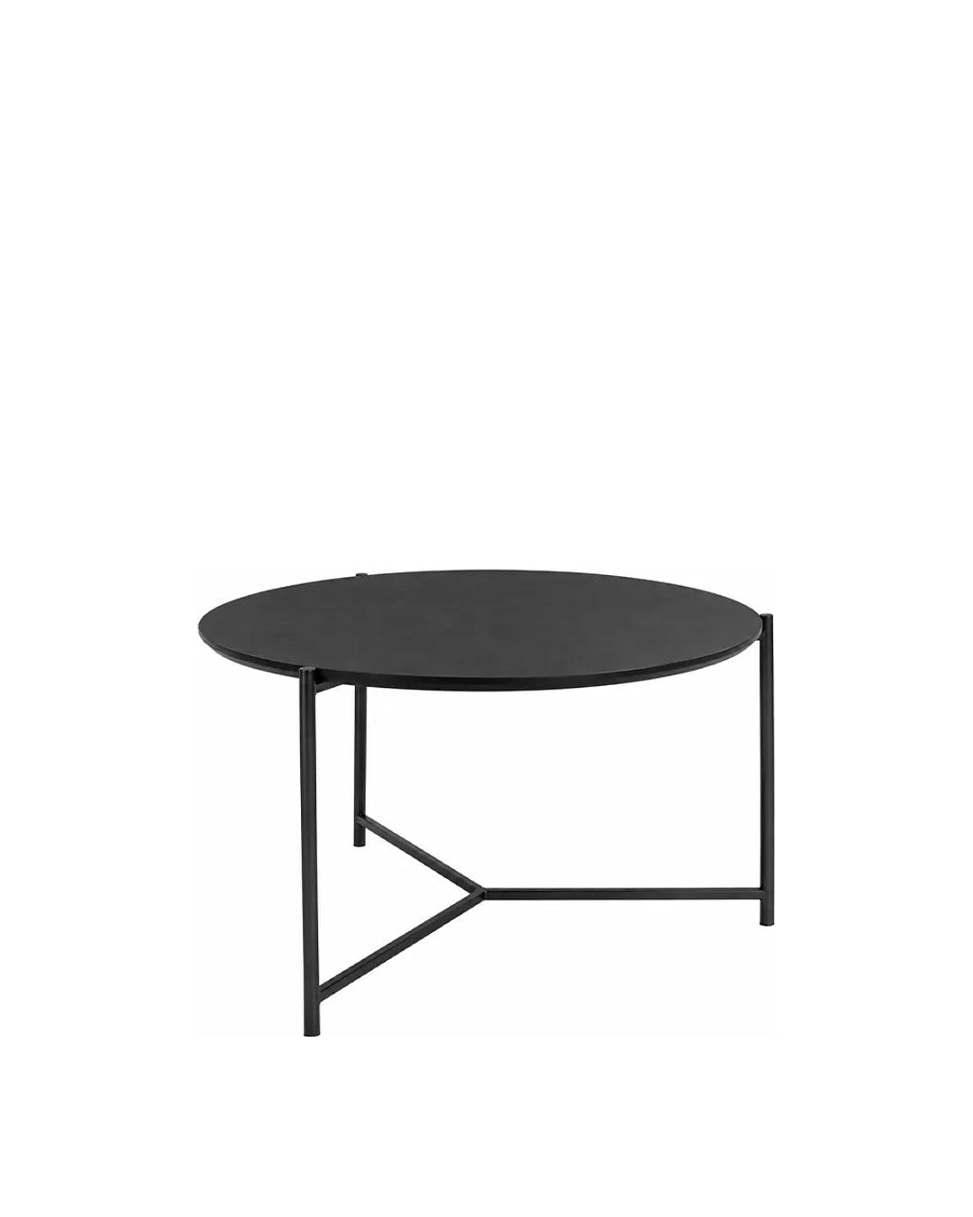 Mesa de Centro Redonda com Tampo em Lâmina de Madeira e pés em Metal Biophilia 61 cm - Preto