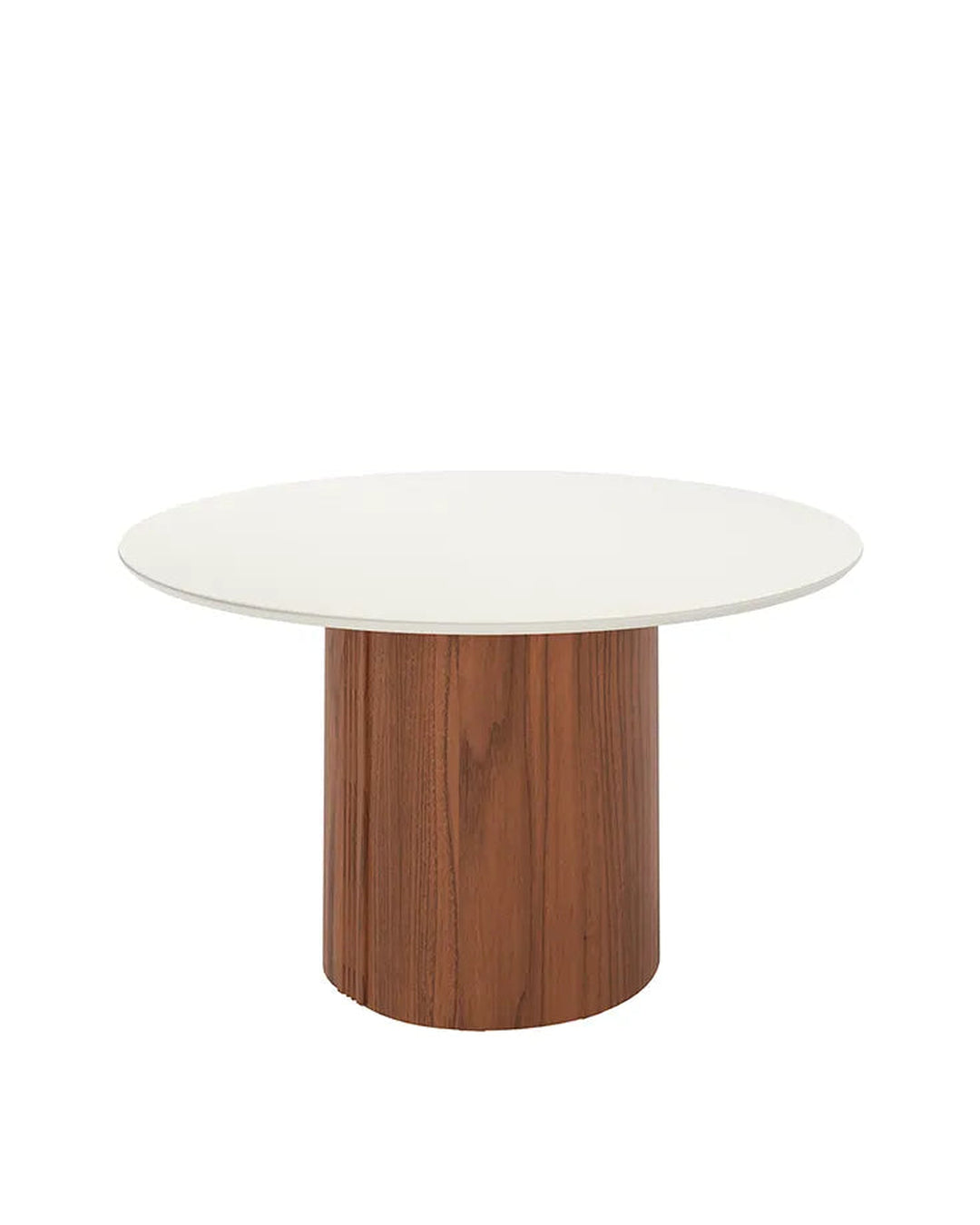 Mesa de Jantar Redonda c/ Vidro para 6 Lugares Kalina 135 cm - Off White Fosco c/ Canella