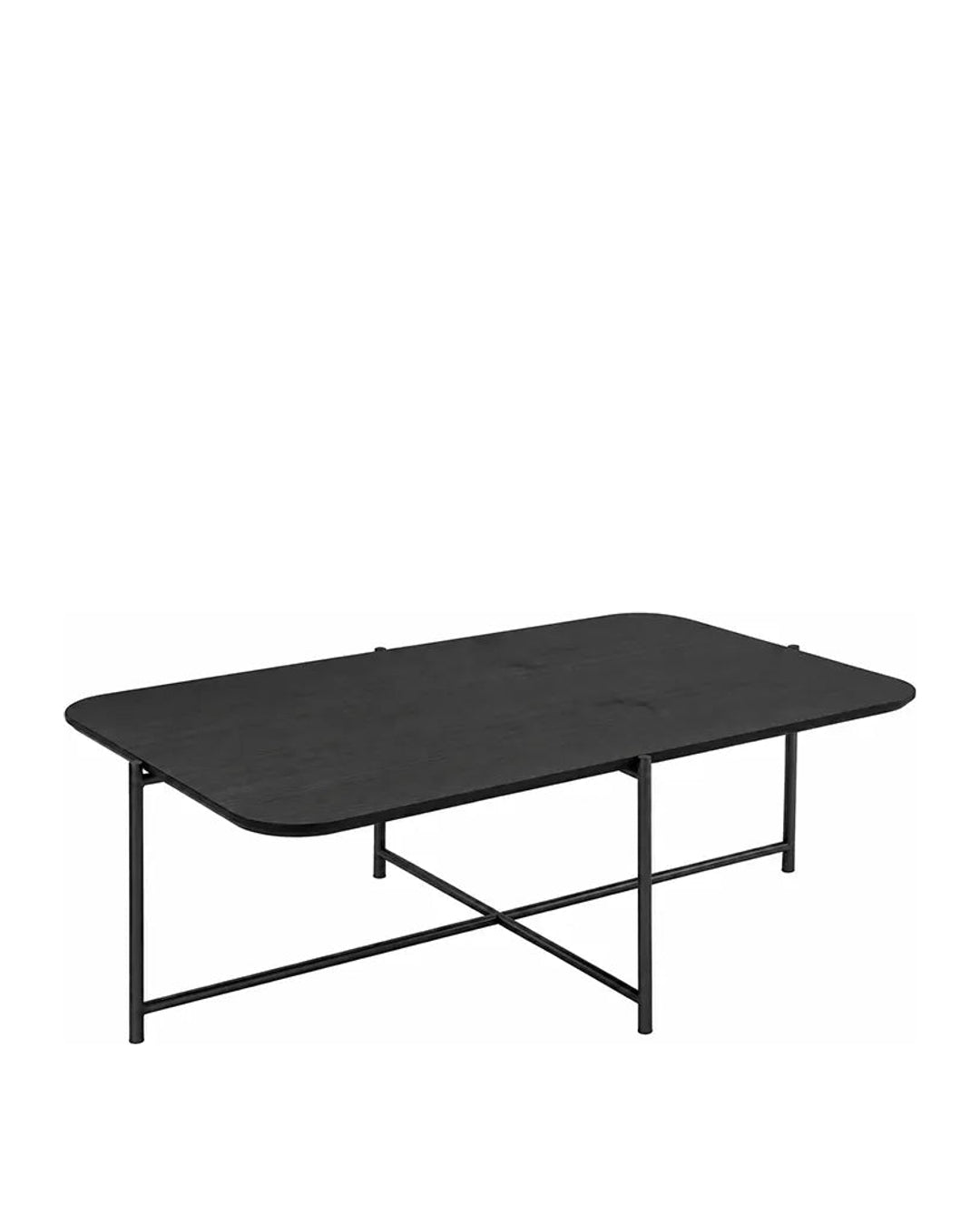 Mesa de Centro Retangular com Tampo em Lâmina de Madeira e pés em Metal Biophilia 93 cm - Preto