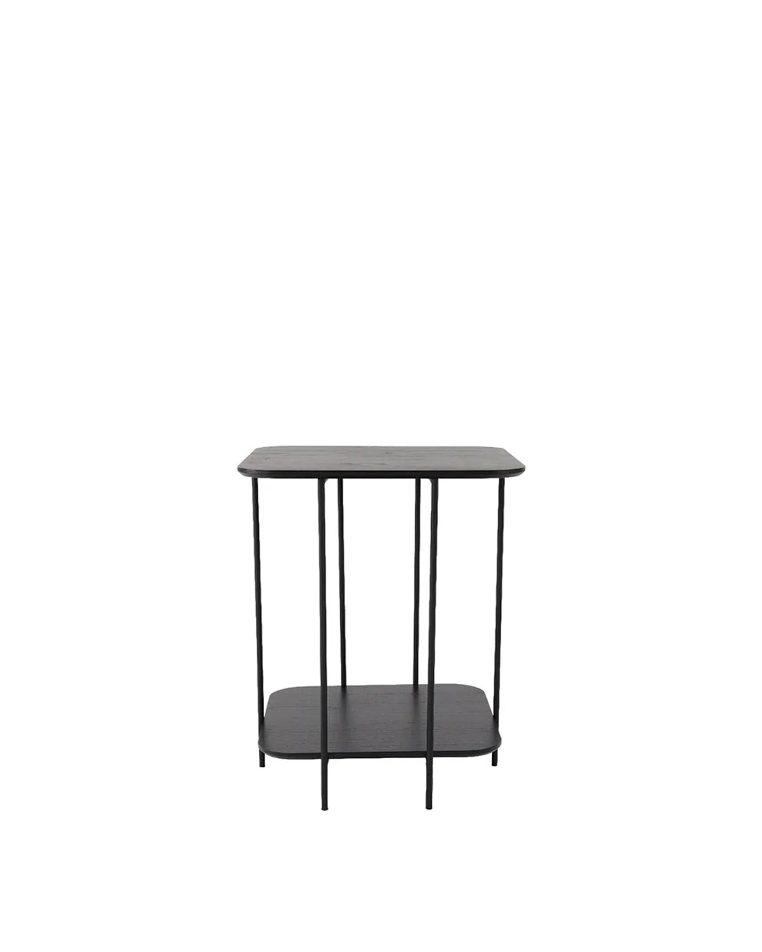 Mesa Lateral com Tampo em Lâmina de Madeira e pés em Metal Biophilia Alta - Preto