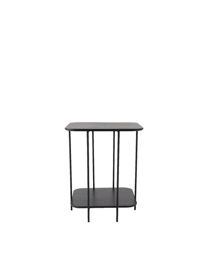 Mesa Lateral com Tampo em Lâmina de Madeira e pés em Metal Biophilia Alta - Preto