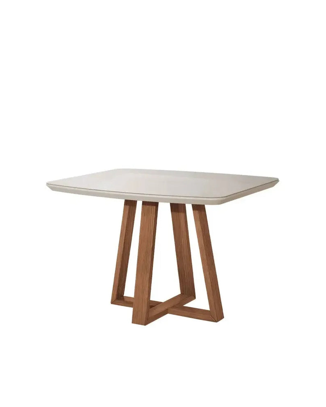 Mesa de Jantar Retangular c/ Vidro para 4 Lugares Bennett 115 cm - Natural c/ Off White