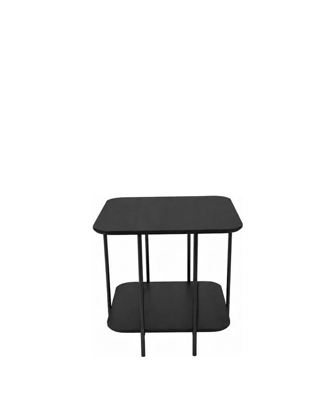 Mesa Lateral com Tampo em Lâmina de Madeira e pés em Metal Biophilia Baixa - Preto