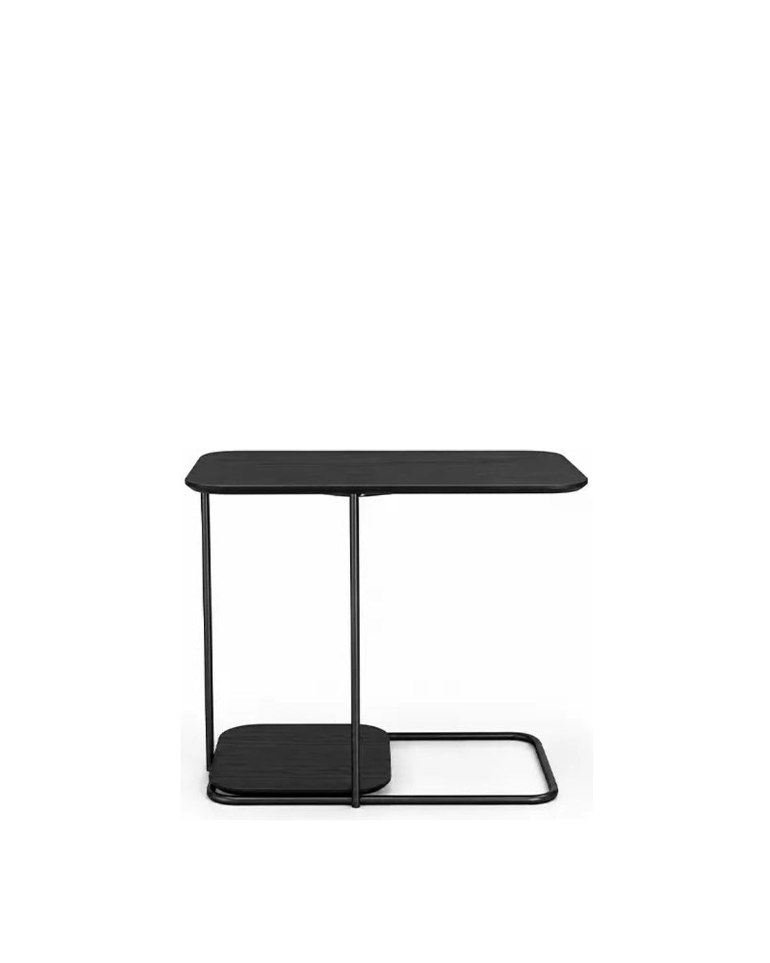 Mesa Lateral para Sofá com Tampo em Lâmina de Madeira e pés em Metal Biophilia - Preto
