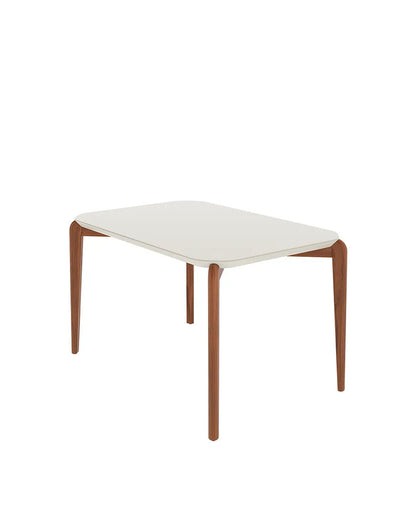 Mesa de Jantar Retangular c/ Vidro para 4 Lugares Donatella 135 cm - Off White Fosco c/ Natural