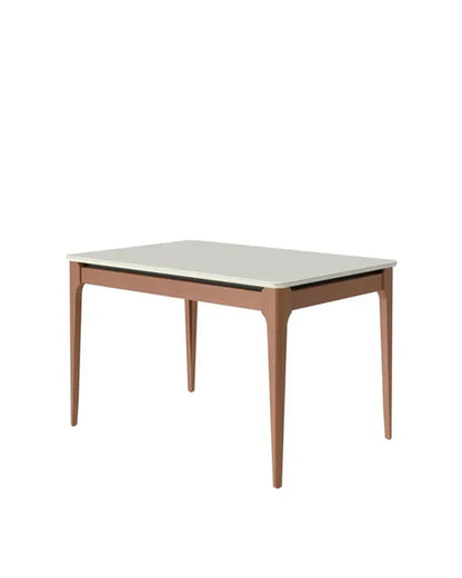 Mesa de Jantar Retangular c/ Vidro para 4 Lugares Addar 135 cm - Natural c/ Off White