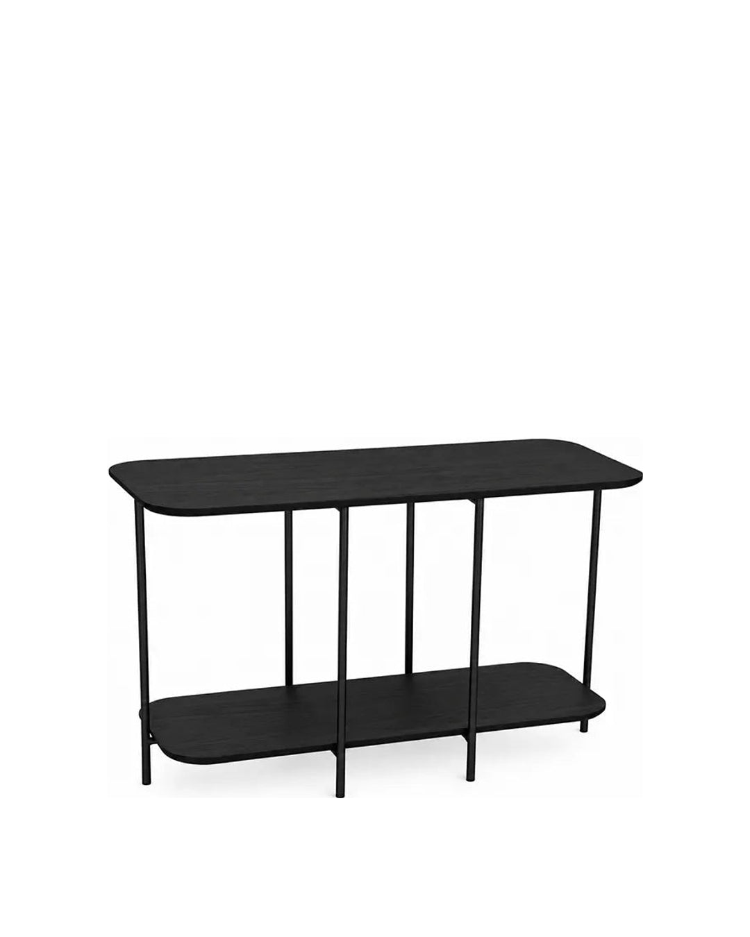 Sofá Table com Tampo em Lâmina de Madeira e pés em Metal Biophilia 90 cm - Preto