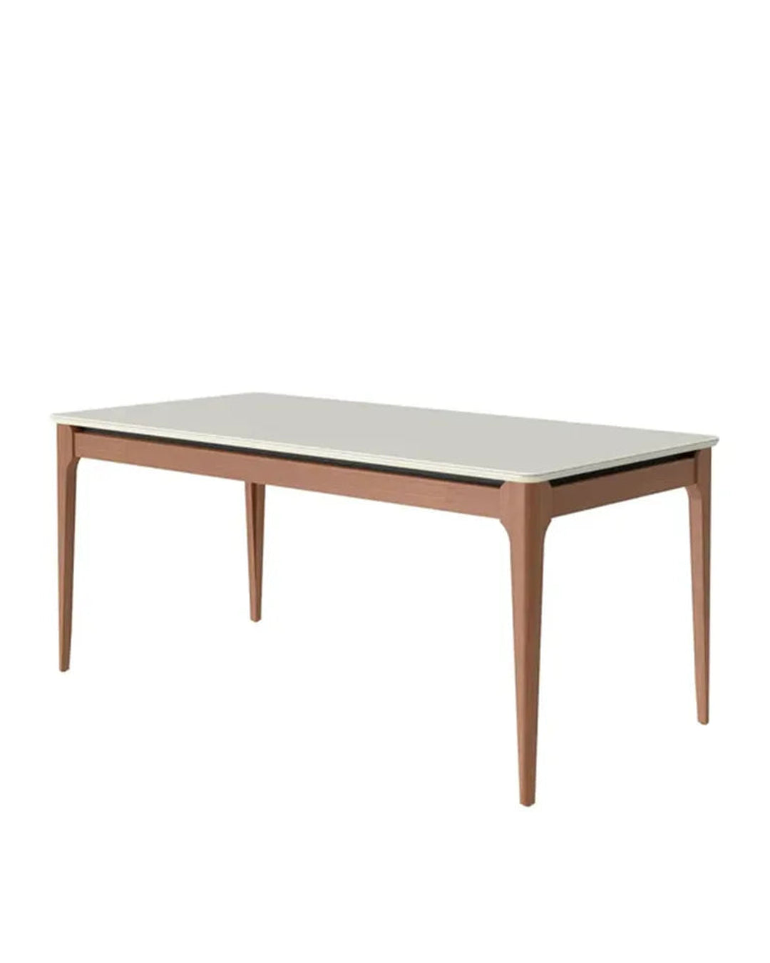 Mesa de Jantar Retangular c/ Vidro para 6 Lugares Addar 180 cm - Natural c/ Off White