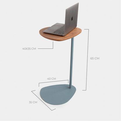 Homedock Mesa Lateral Orgânica em Aço Asterin 65 cm - Natural c/ Azul Névoa Linee