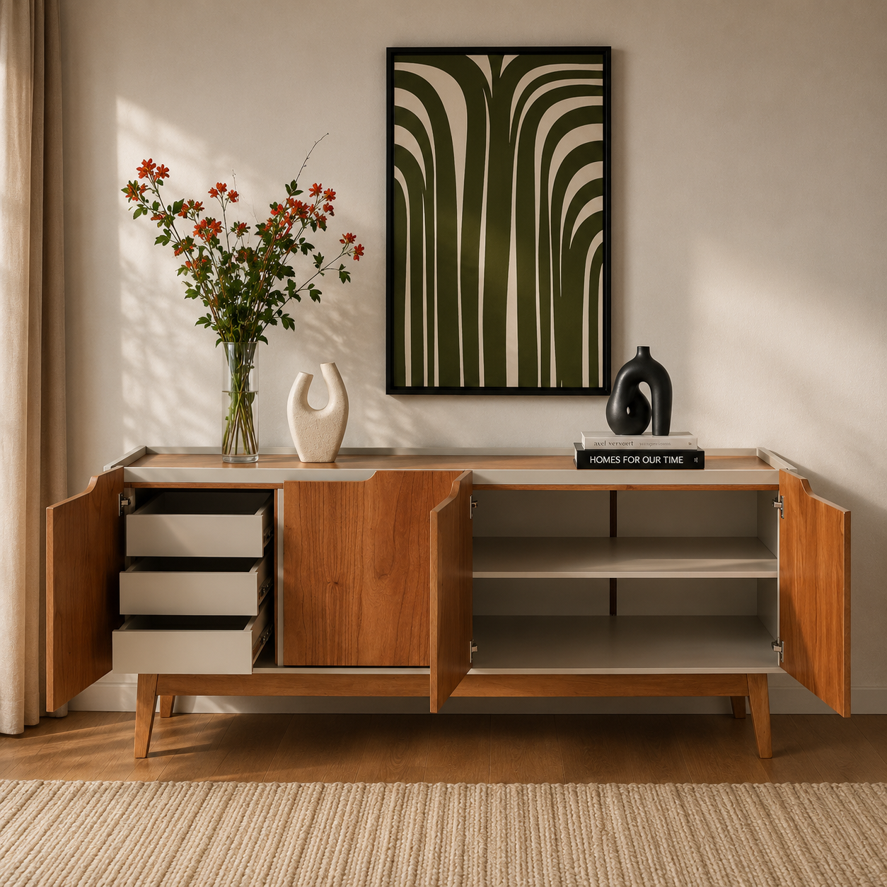 Buffet Elon 160 cm - Natural c/ Off White