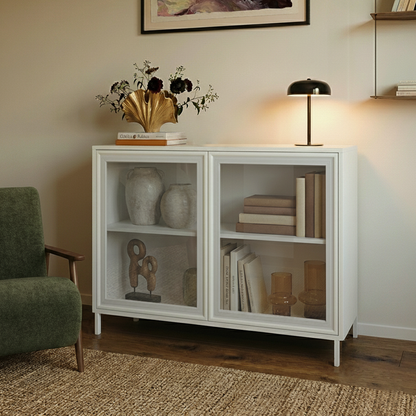 Buffet 2 Portas com Vidro Vitria 91 cm - Branco