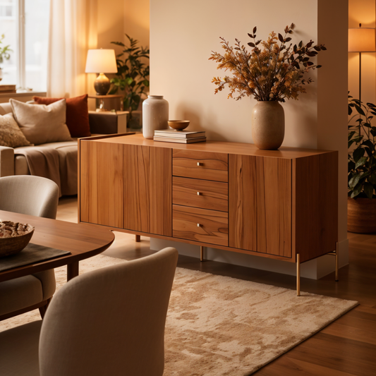 Buffet 3 Portas 3 Gavetas Jasper 184 cm - Canella c/ Champanhe