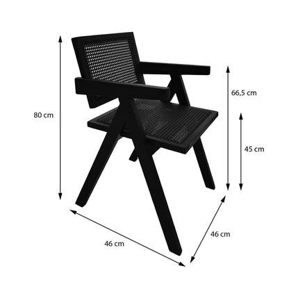 Cadeira de Madeira Maciça com Palhinha Amira - Preto c/ Palha Preto