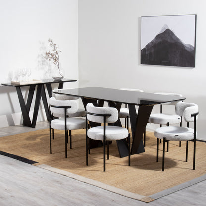 Mesa de Jantar com Vidro para 6 Lugares Ansel 180 cm - Preto