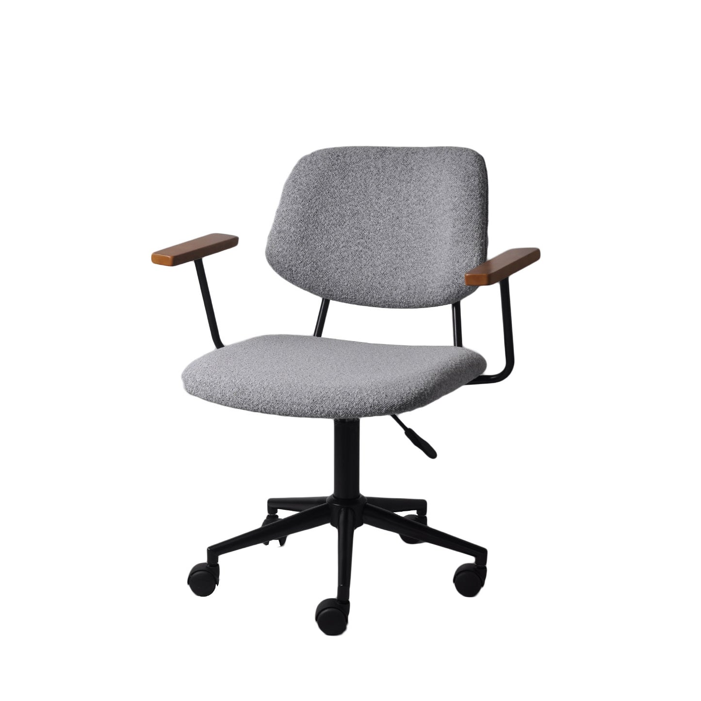 Cadeira de Escritório Giratória com Apoio de Braço e Regulagem de Altura Dion - Preto c/ Linho Texturizado Cinza