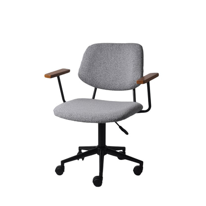 Cadeira de Escritório Giratória com Apoio de Braço e Regulagem de Altura Dion - Preto c/ Linho Texturizado Cinza