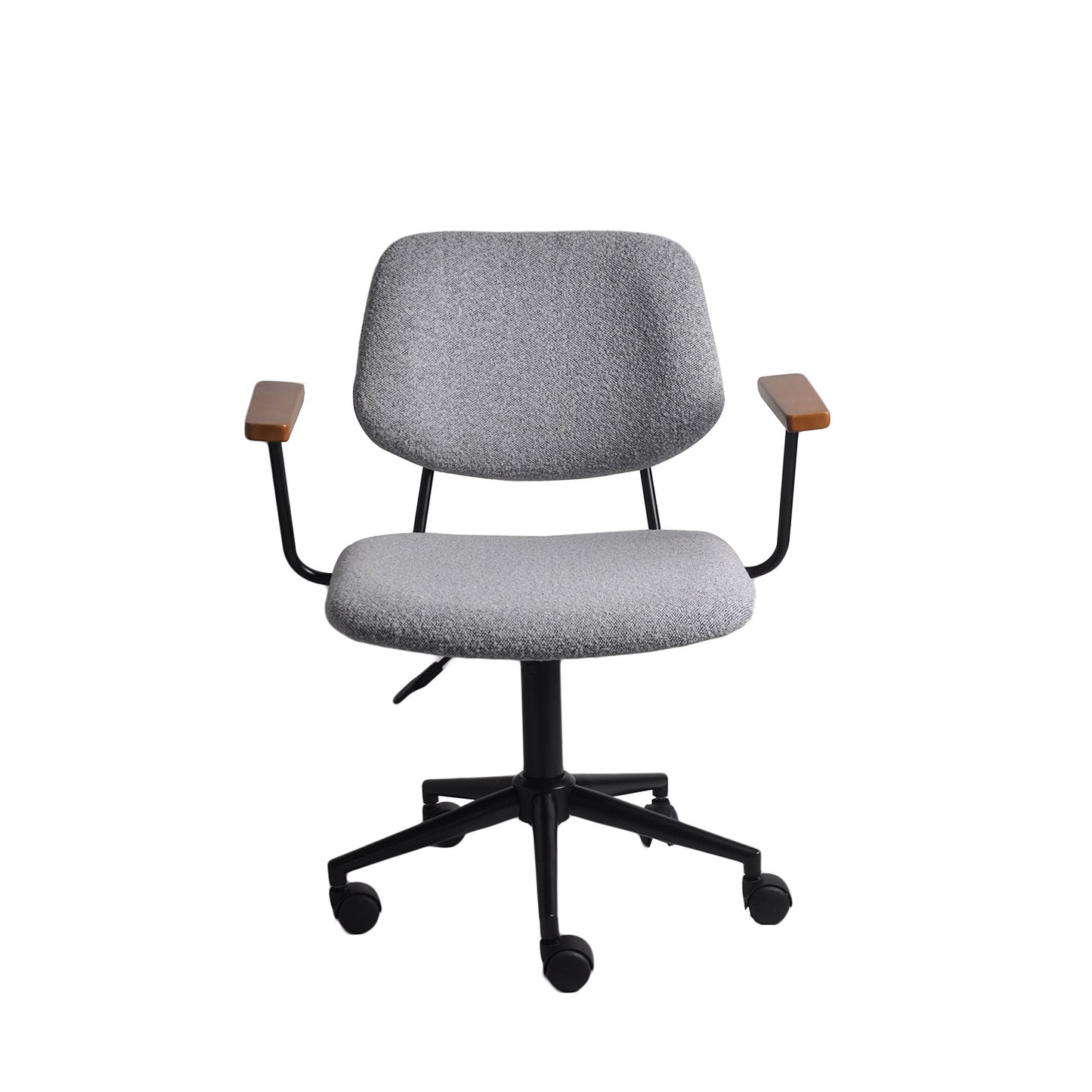 Cadeira de Escritório Giratória com Apoio de Braço e Regulagem de Altura Dion - Preto c/ Linho Texturizado Cinza