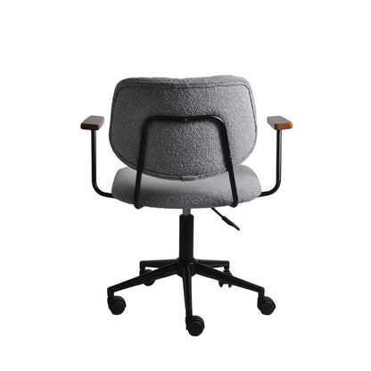 Cadeira de Escritório Giratória com Apoio de Braço e Regulagem de Altura Dion - Preto c/ Linho Texturizado Cinza