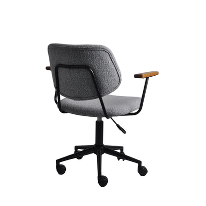 Cadeira de Escritório Giratória com Apoio de Braço e Regulagem de Altura Dion - Preto c/ Linho Texturizado Cinza