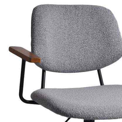 Cadeira de Escritório Giratória com Apoio de Braço e Regulagem de Altura Dion - Preto c/ Linho Texturizado Cinza