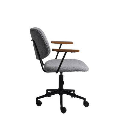 Cadeira de Escritório Giratória com Apoio de Braço e Regulagem de Altura Dion - Preto c/ Linho Texturizado Cinza