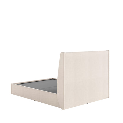 Cama Estofada de Casal com Cabeceira Ayla - Linho Texturizado Off White