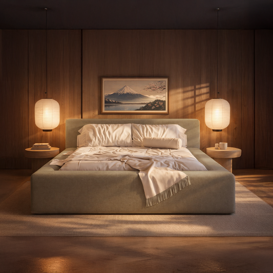 Cama Estofada Queen com Cabeceira Nora - Linho Fendi