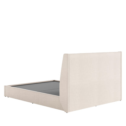 Cama Estofada King com Cabeceira Ayla - Linho Texturizado Off White