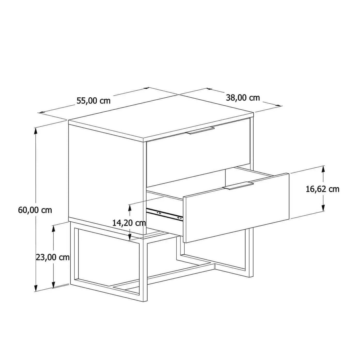 Homedock Mesa de Cabeceira com 2 Gavetas Brienne 55 cm - Taupe c/ Champanhe Aprimore