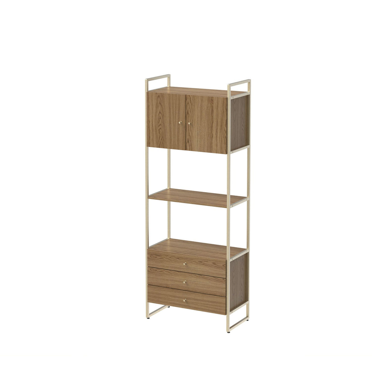 Homedock Estante com 3 Gavetas Voss 75 cm - Freijó c/ Champanhe Móveis Província