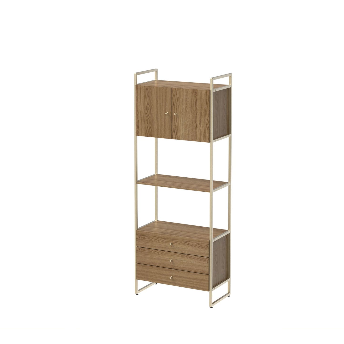 Homedock Estante com 3 Gavetas Voss 75 cm - Freijó c/ Champanhe Móveis Província