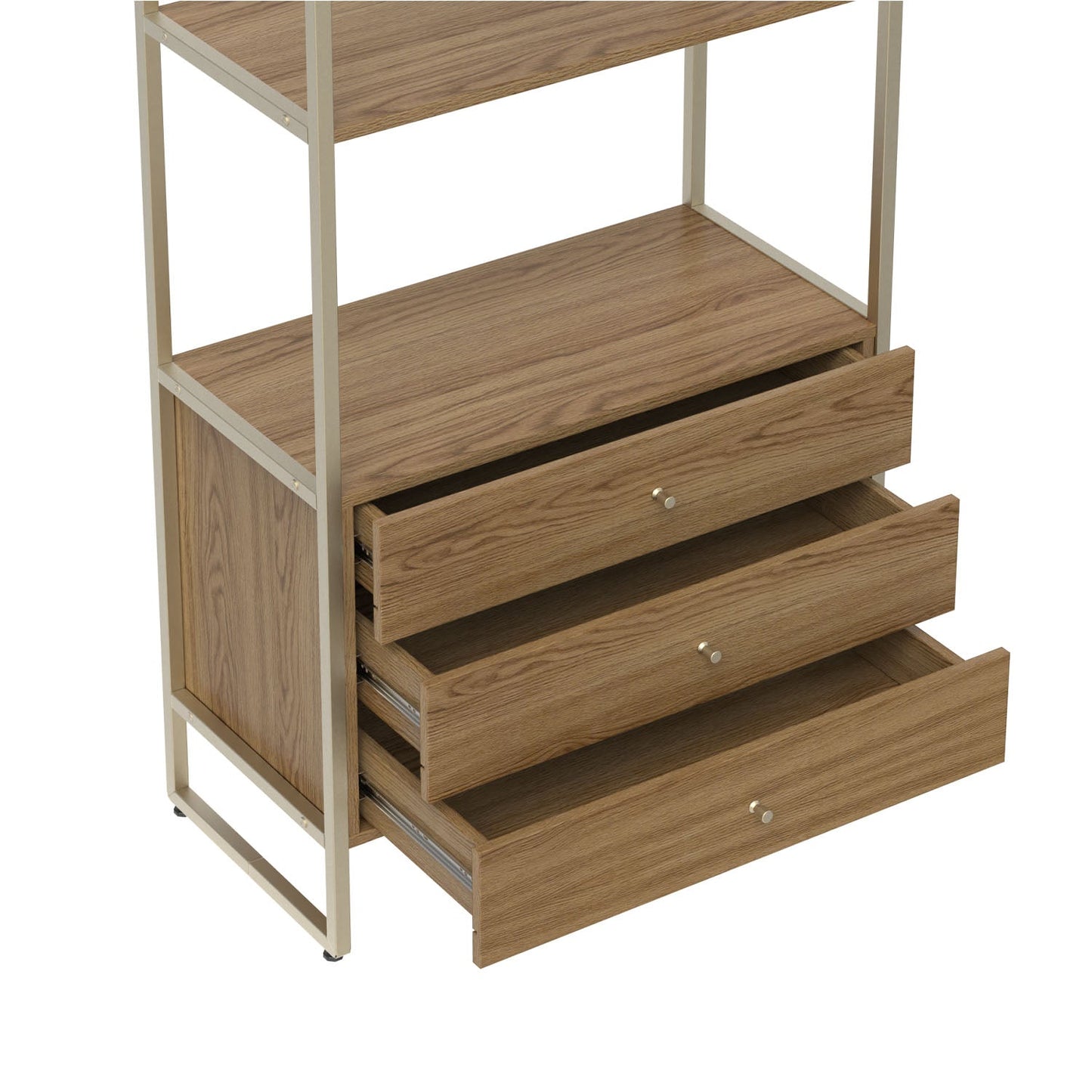 Homedock Estante com 3 Gavetas Voss 75 cm - Freijó c/ Champanhe Móveis Província