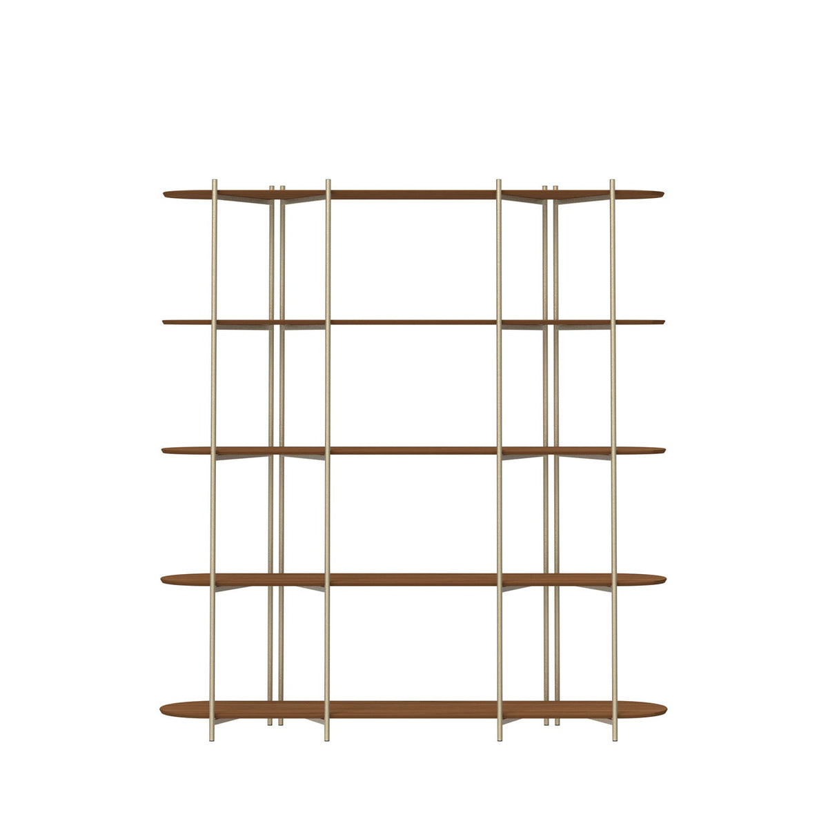 Homedock Estante de Livros 5 Prateleiras Aço com MDF Enya 180 cm - Canella c/ Champanhe Móveis Província