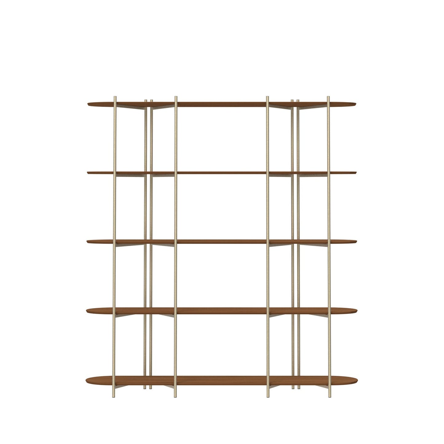 Homedock Estante de Livros 5 Prateleiras Aço com MDF Enya 180 cm - Canella c/ Champanhe Móveis Província