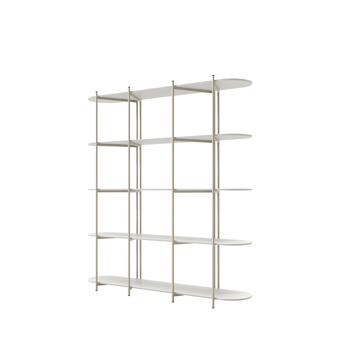 Homedock Estante de Livros 5 Prateleiras Aço com MDF Enya 180 cm - Off White Fosco c/ Champanhe Móveis Província